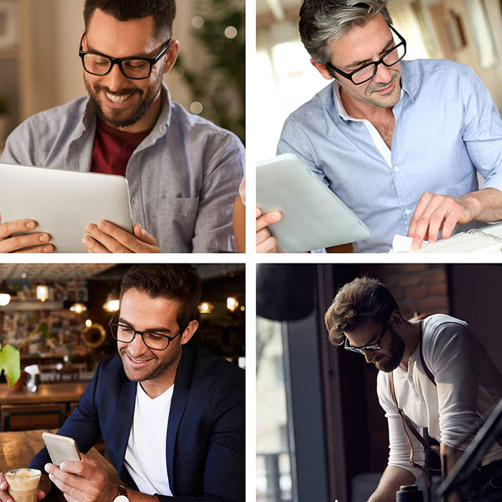 4 Pack Reading Glasses Readers Men Women Square Frame Spring Hinge
