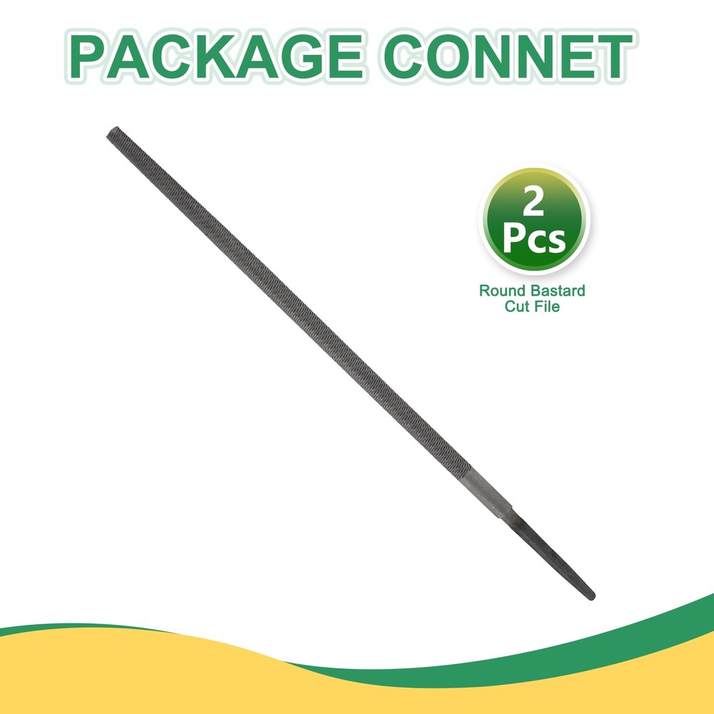 2 Pcs 8" Round Medium Cut File Medium Metal File without Handle, Grey