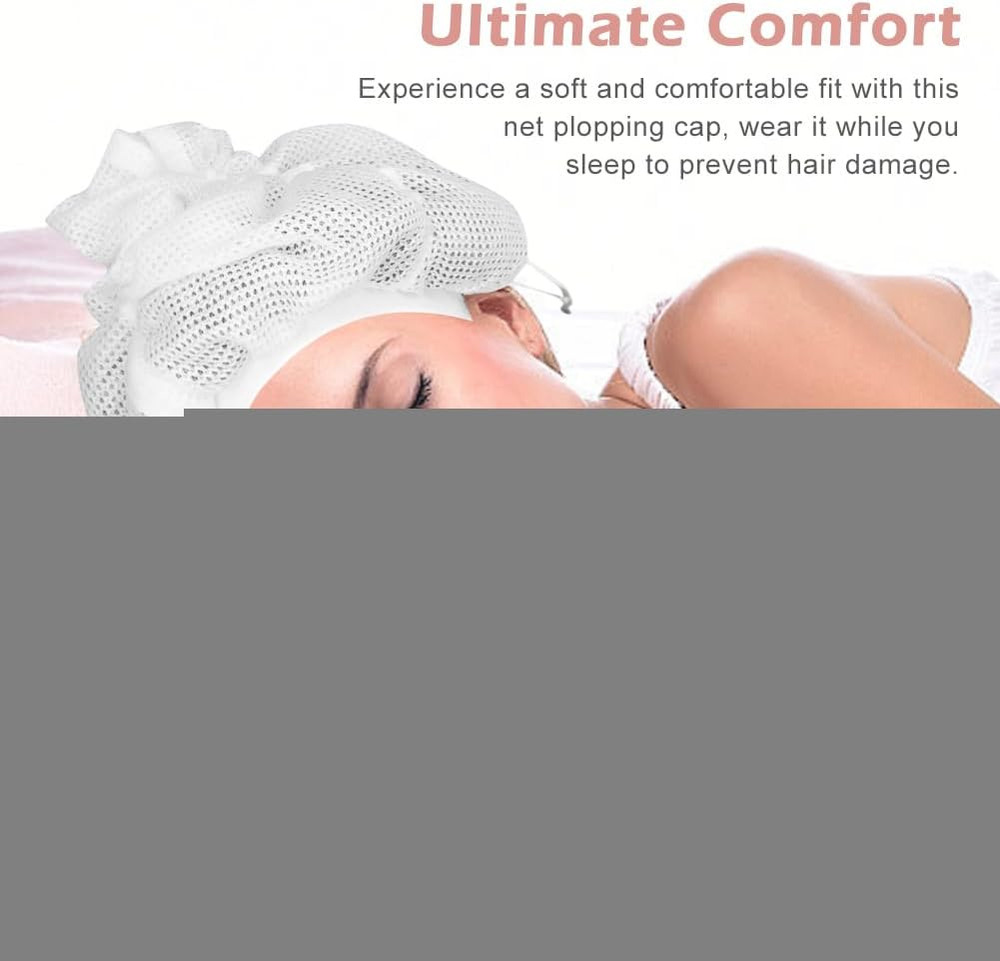 EMVANV Adjustable Net Plopping Cap for Quick Drying Curly Hair (White)