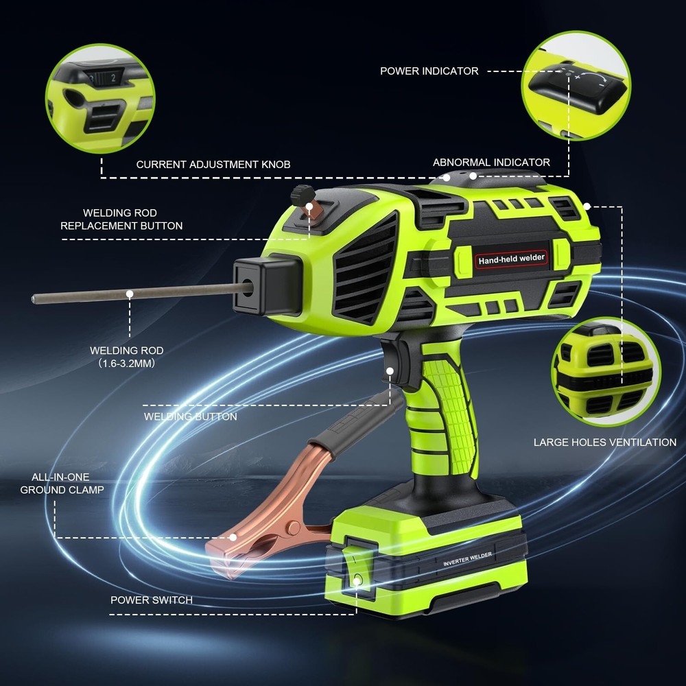 TRQWH 110V Handheld Welder with 6 Variable Current Adjustments (Green)