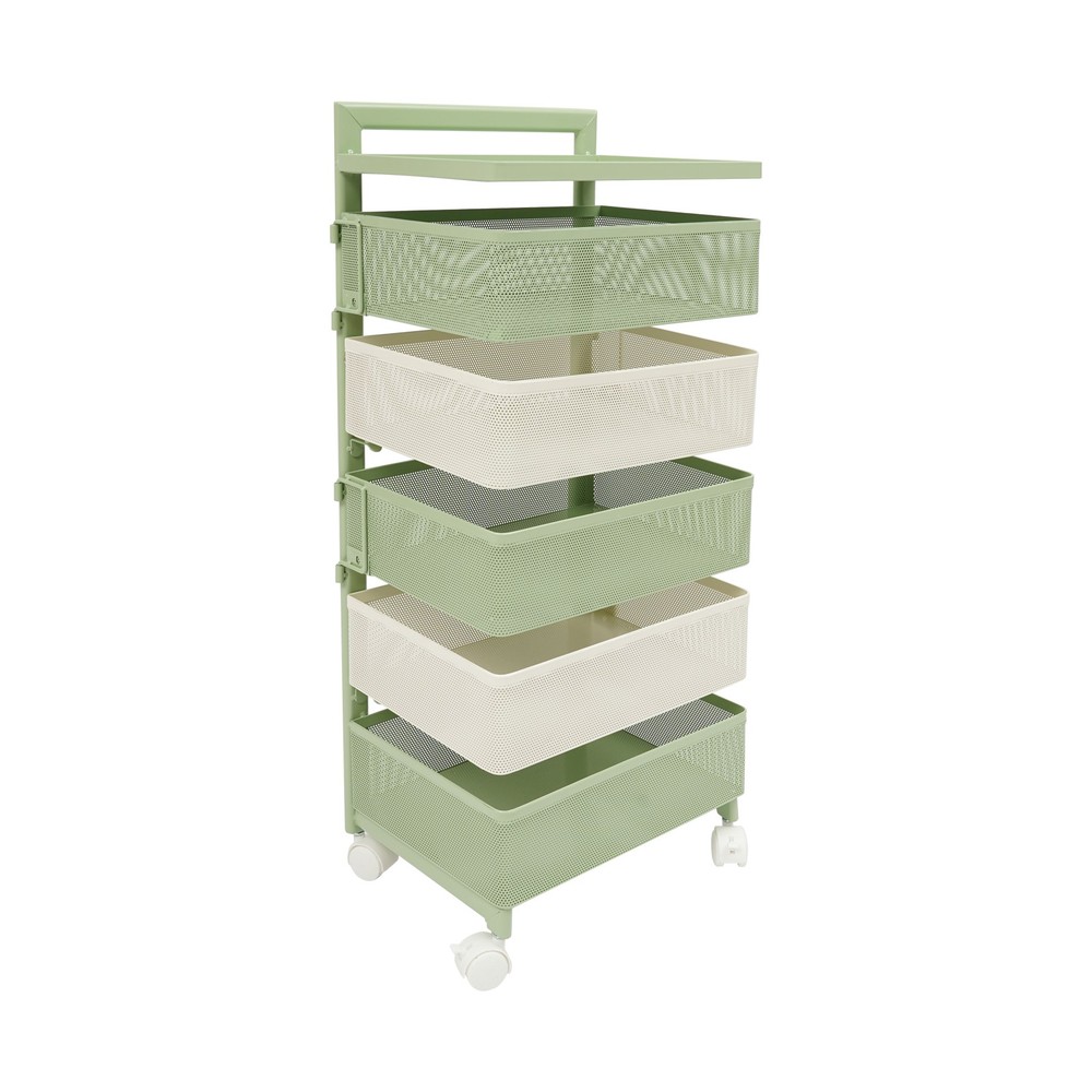 Rotating Storage Rack, Kitchen Organizer With Rotating Basket, Green+White