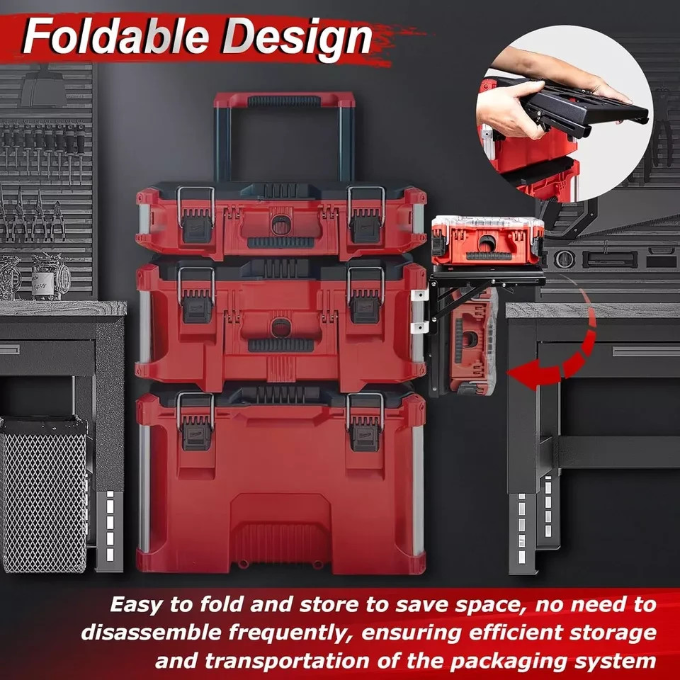 Folding Packout Mount for Milwaukee Packout Toolbox Side Storage