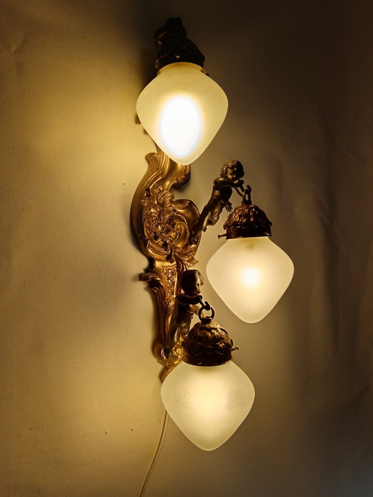 Wall light, Large palace sconce, Putti, Cupids, Rococo, Victorian Baroque