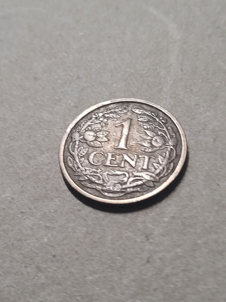 1916 NETHERLANDS ONE CENT COIN ( Fine )