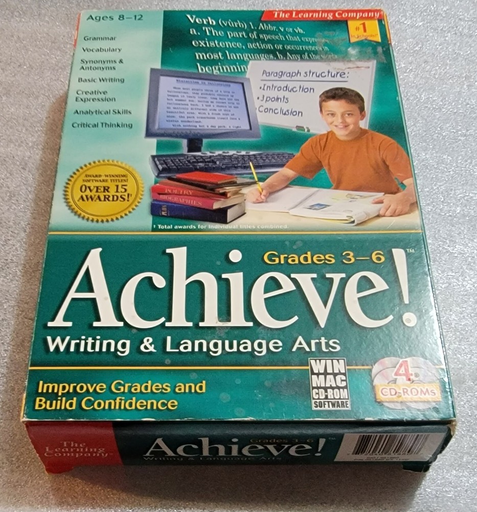 Achieve! Writing & Language Arts Grades 3-6 CD Learning Software Windows & Mac