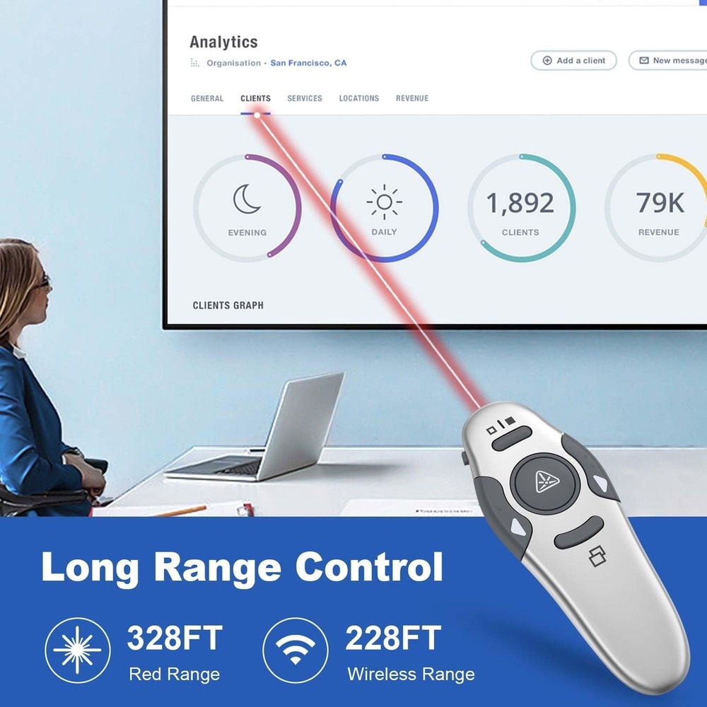 Presentation Clicker Wireless Presenter Remote Clicker for PowerPoint Present...