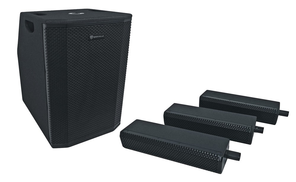 Rockville TITAN ARRAY SYSTEM V2 Pro Powered Column Array Speaker Dual 10" Subs