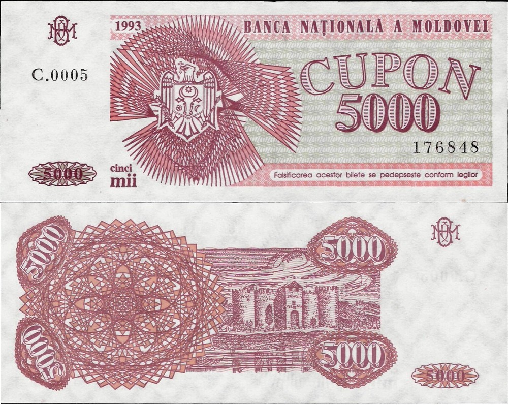 Moldova 1993 - 5000 cupon - Pick 4 UNC