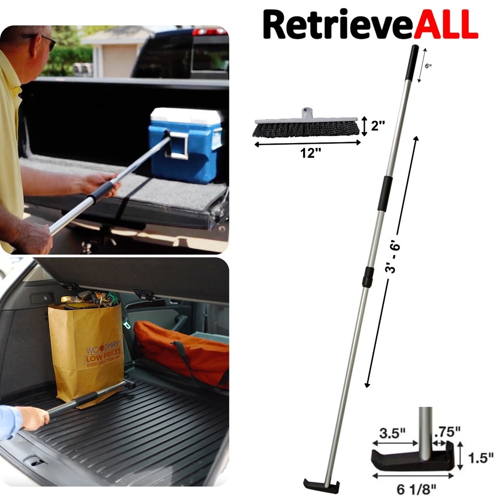 RetrieveALL Telescoping Cargo Tool & Broom Head/Extendable Grabber Reacher Tool