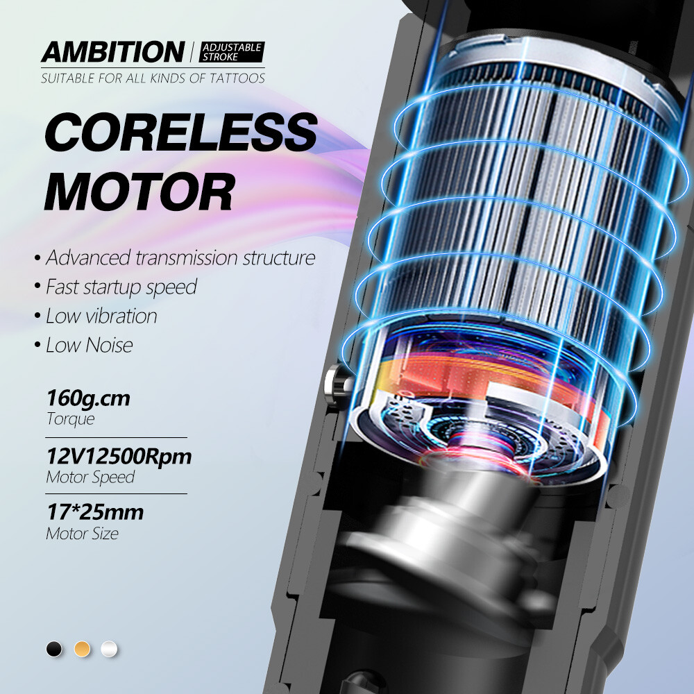 Wireless Permanent Makeup Machine Rotary Eyebrow Tattoo Pen 2.0-3.5mm Adjustable