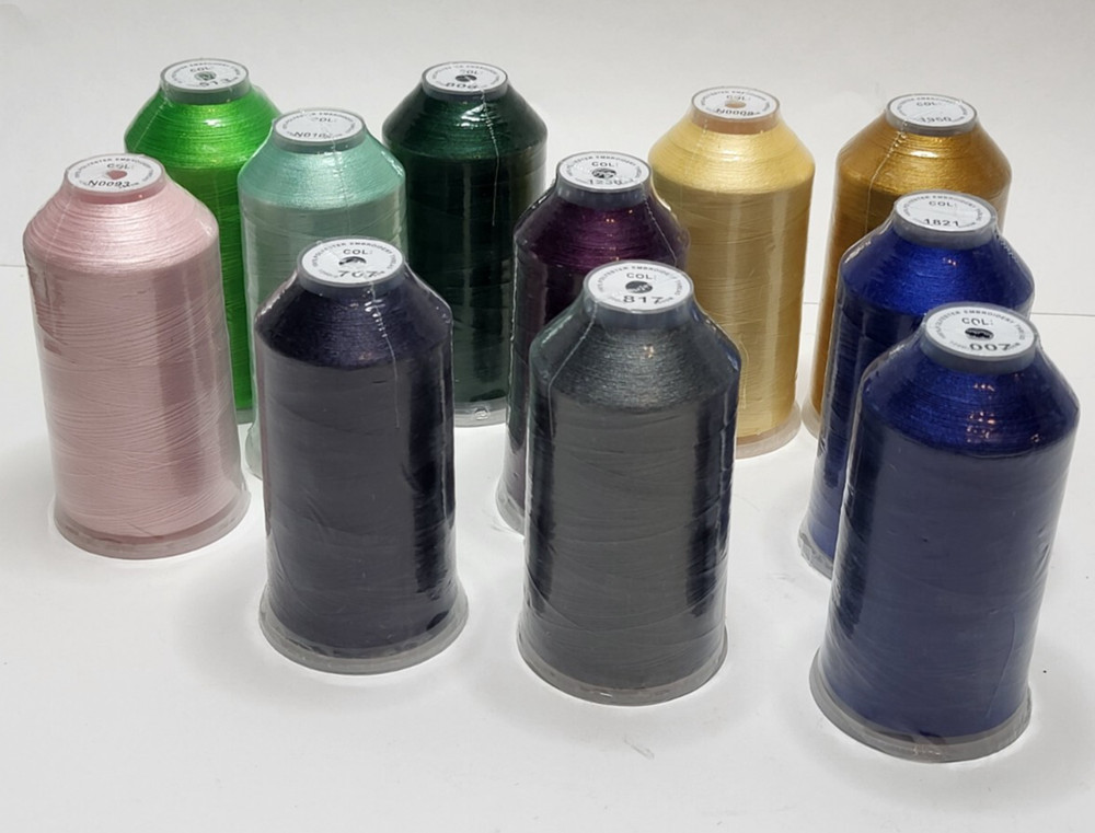 Embroidery Machine Thread Lot of 11 Spools Brothread 100% Polyester 5000M each