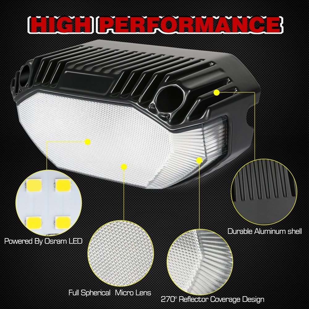 Black LED RV Exterior Porch Utility Light 12V Camper Lamp 6000K For Trailer Boat