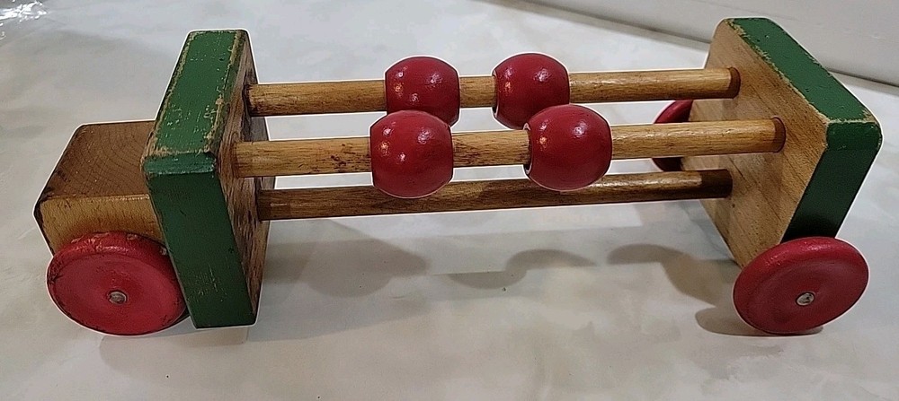 Vintage 1950s "Peg A Way" Wooden Pull Toy A Right Time Toy Missing Pull String