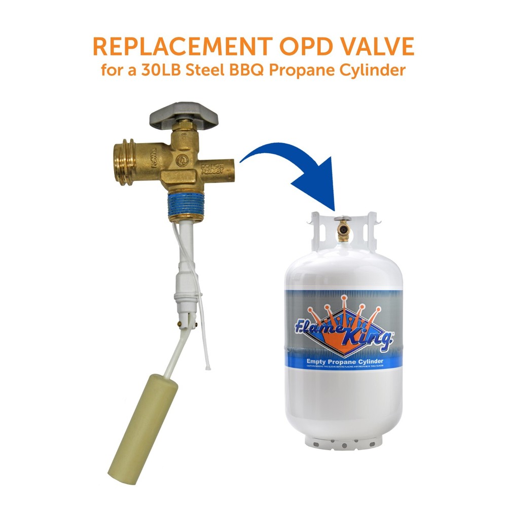 Flame King VOPD30 30 Pound Propane Tank Cylinder Service OPD Valve, White
