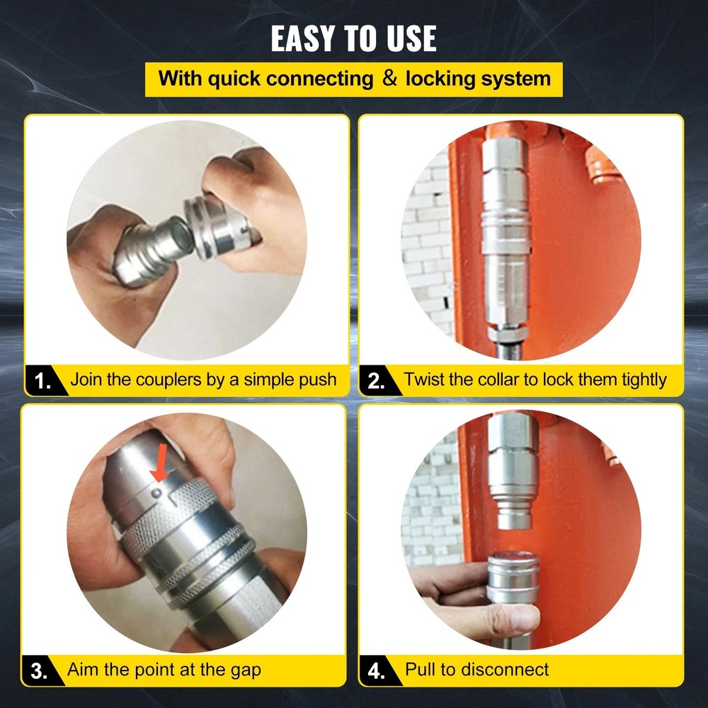 1 Sets 1/2" Flat Face Hydraulic Coupler Quick Connect Skid Steer Bobcat