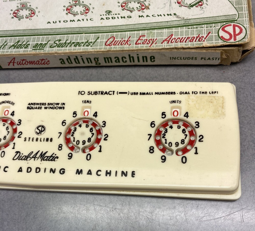 Vintage STERLING Automatic Adding Machine W Box Math Tool No Stylus