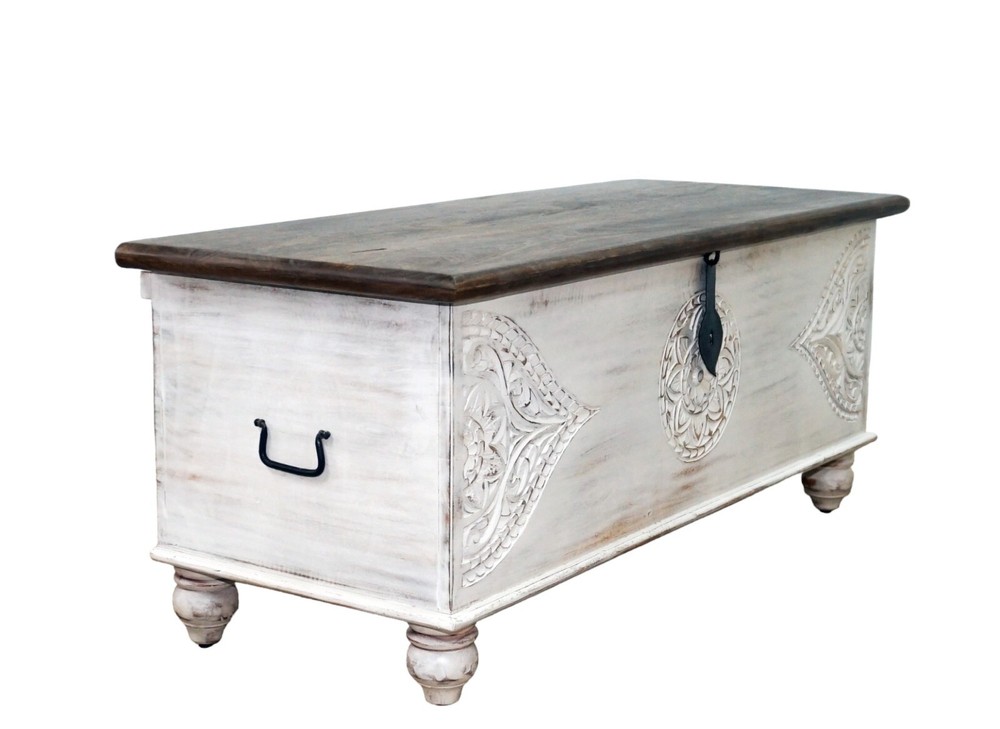 Hand-crafted large solid wood storage chest/ bench trunk/coffee table/ottoman
