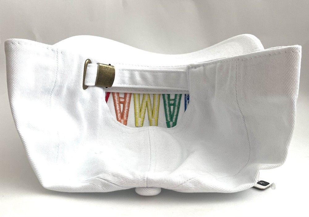 Kamala Harris Hat White With Rainbow Colored Thread KAMALA “dad” Or Soft Style