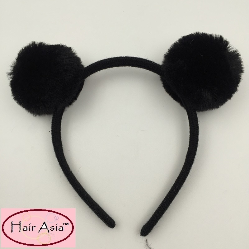 Furry pom pom headband