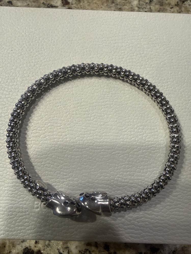 Sterling Silver 925 Mesh Bangle Bracelet Blue Topaz (Missing One Stone)