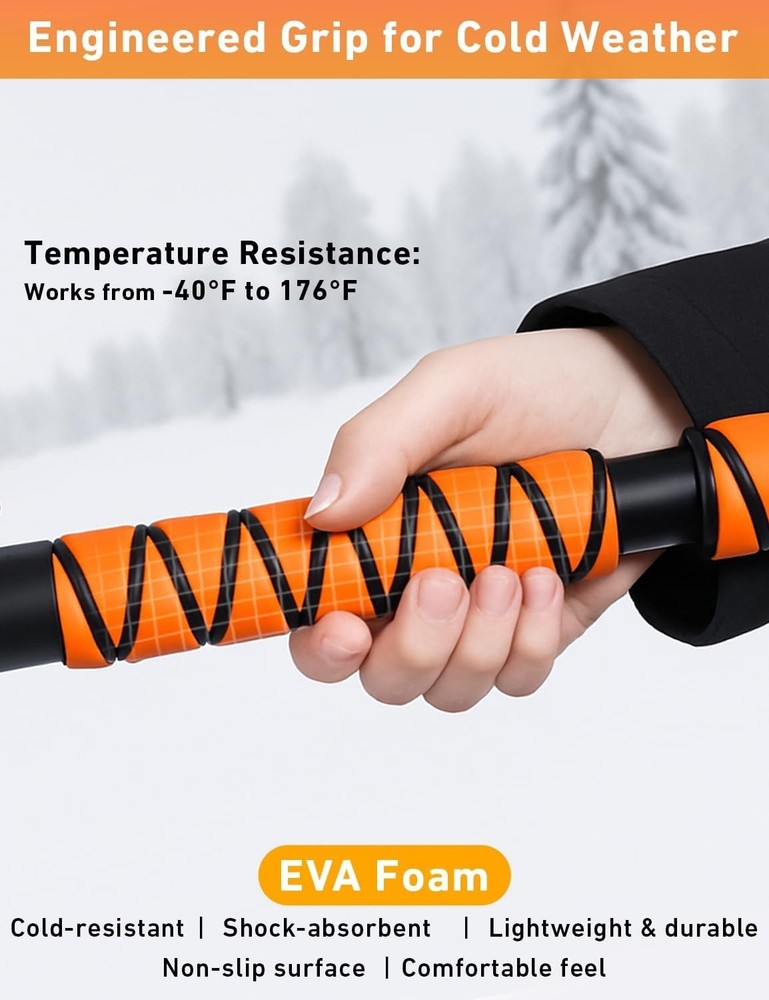 Compact 36” Snow Brush with Telescopic - 360° Rotating Ice Scraper