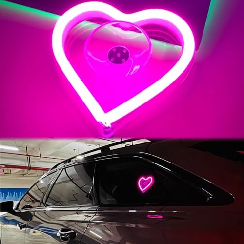 Car LED Ambient Light, Triangle or Back Window Light, Pink Heart Pattern