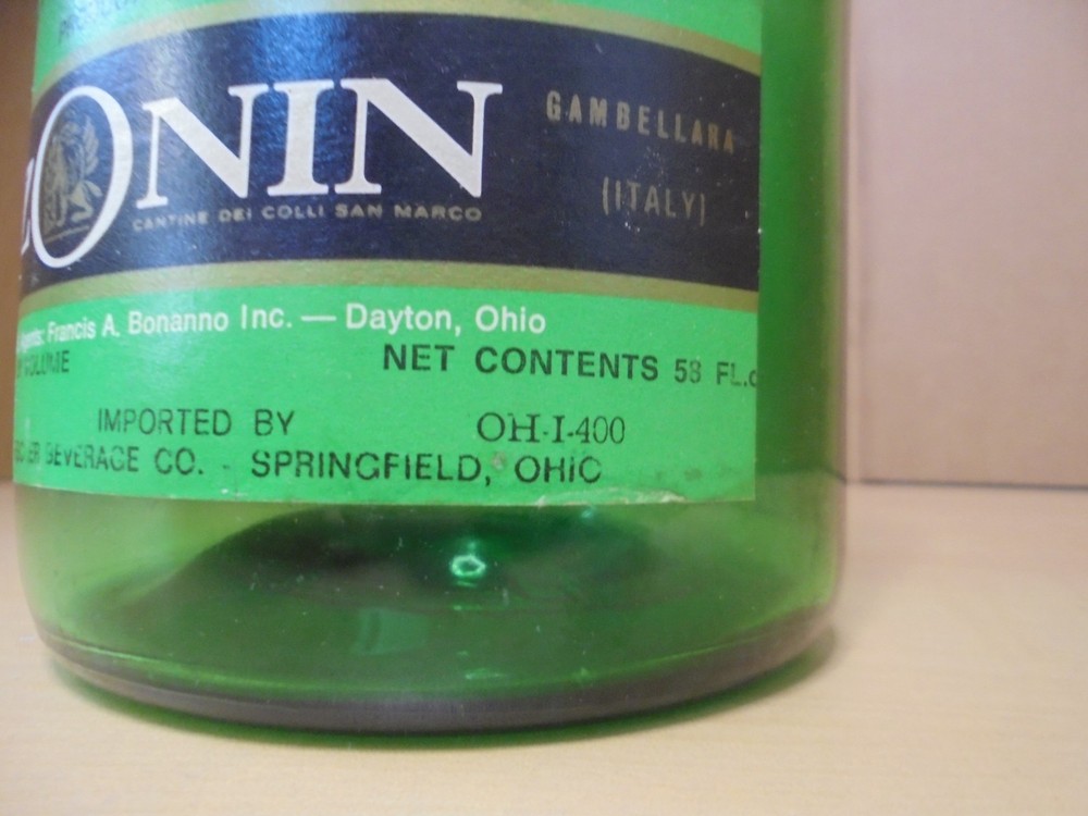 Vintage Zonin Lambrusco, 53oz Empty Bottle