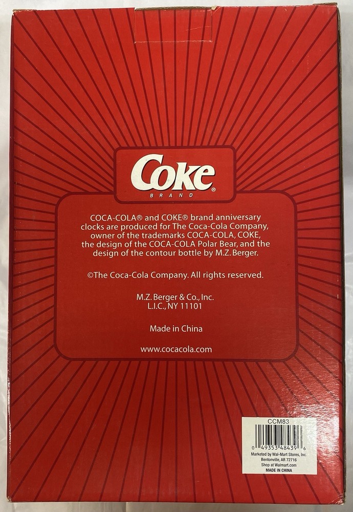 2002 COCA-COLA CERAMIC DINER ANNIVERSARY CLOCK ROTATING PENDULUM GLASS DOME