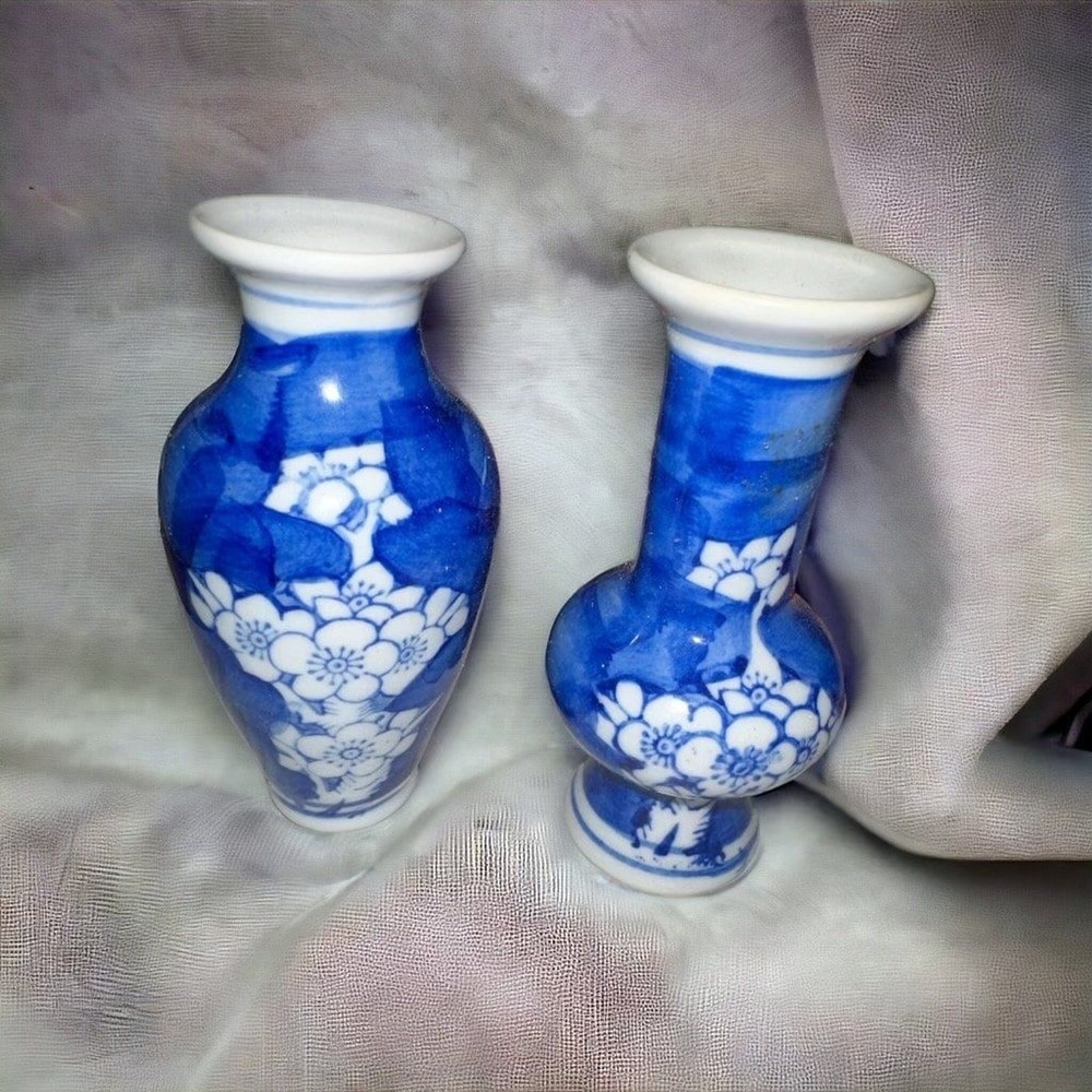 Two  Blue  bud Vanity vases vintage