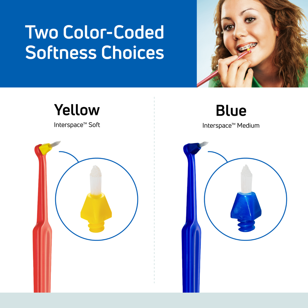TEPE Interspace Soft Angled Toothbrush – Single End Tuft, 1 Brush, 12 Tips