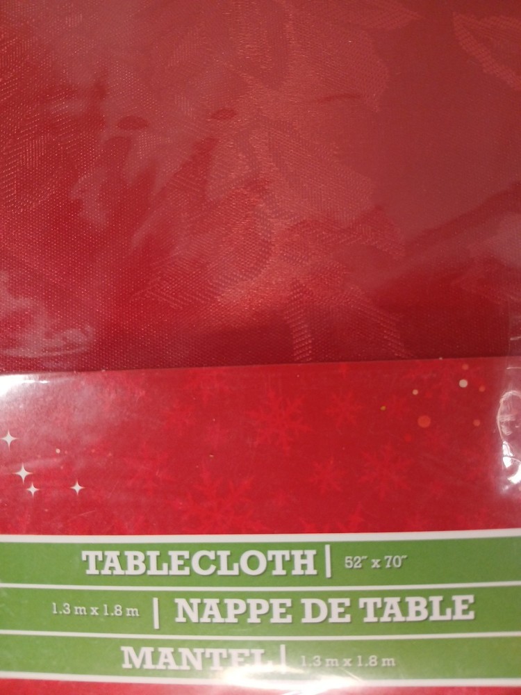 Fabric Tablecloth 52" X 70" Red Christtas Polyester