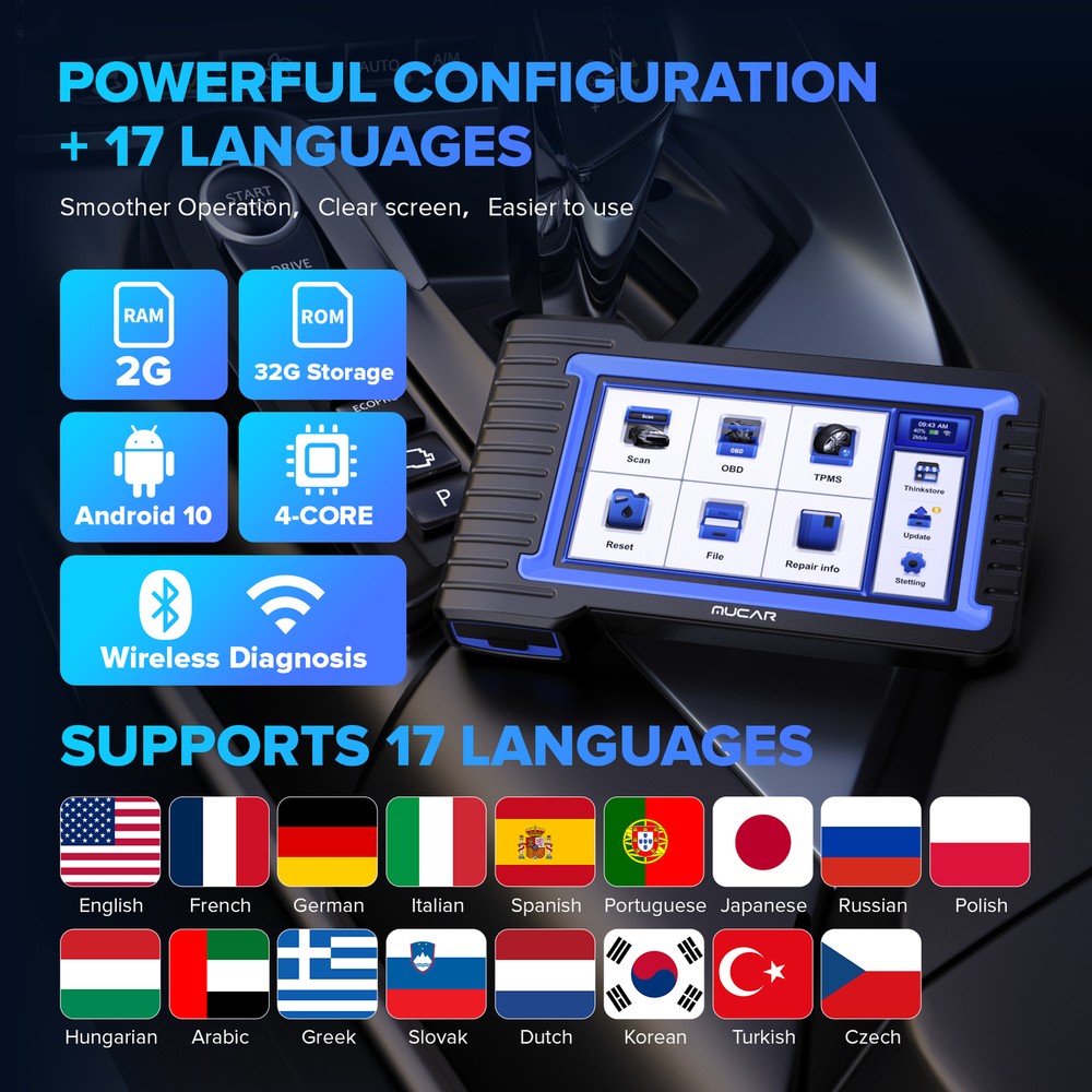 MUCAR VO7 Bidirectional Scanner OBD2 Full System Diagnostic Tool ECU Coding 2024