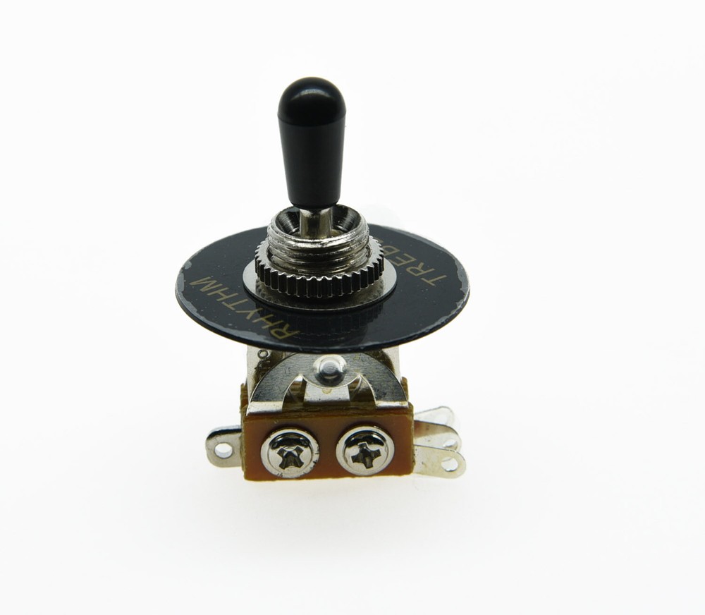 Guitar 3 Way Toggle Switch Chrome with Black Tip and Plate fits Epiphone LP SG