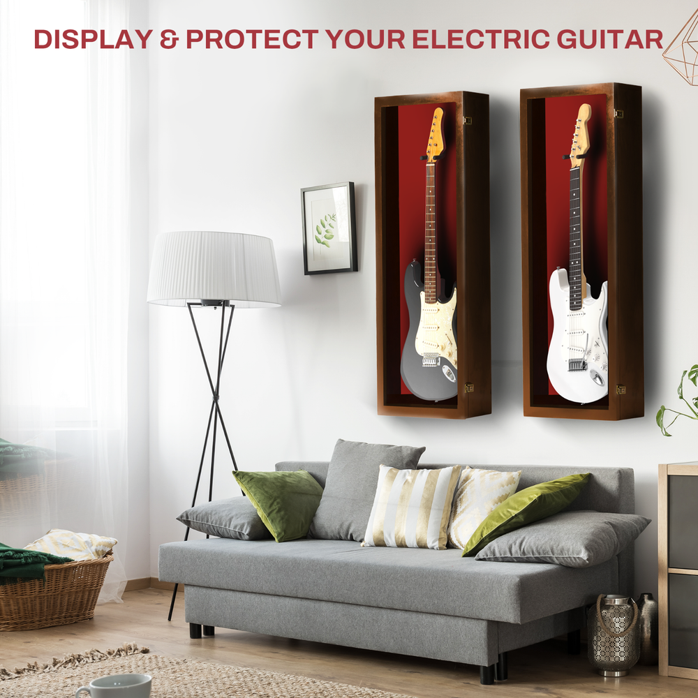 Guitar Display case Walnut Finish Hardwood Guitar display case w/ Felt Options
