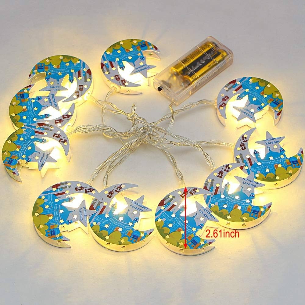Ramadan Kareem Crescent Moon & Star String Lights
