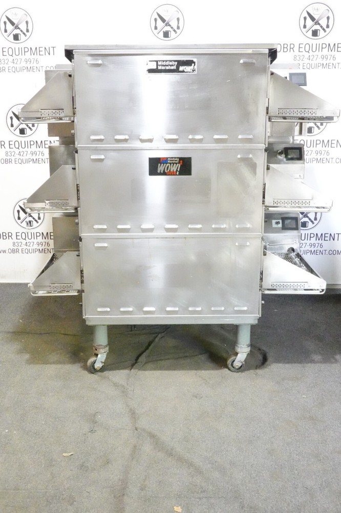 2019 MIDDLEBY MARSHALL TRIPLE STACK PROPANE GAS SPLIT BELT PIZZA CONVEYOR OVEN M