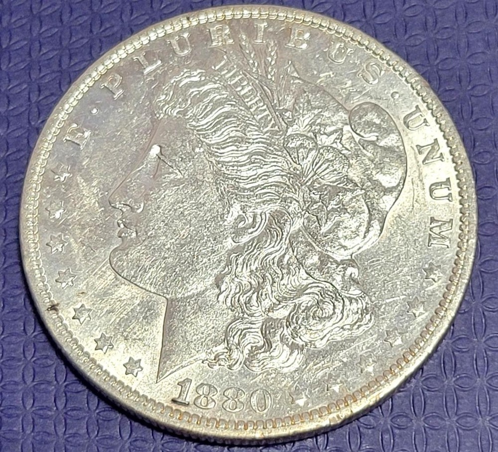 1880 O SILVER MORGAN DOLLAR, UNC+ DETAILS