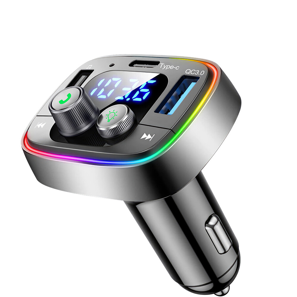 Bluetooth 5.1 Car Adapter Wireless FM Transmitter Hands-Free Calling MP3 Player