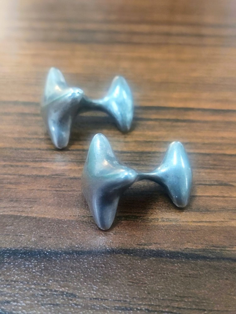 Vintage Asymmetrical Star Shaped Silver Tone Cufflinks