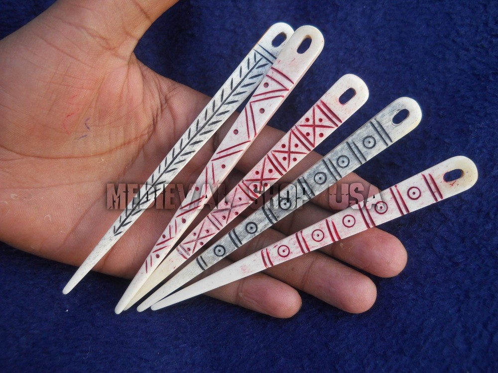 Antique Nalbinding Flat 4"/5" Bone Needle, Nalbinding Needle,pack off 5 Needles.