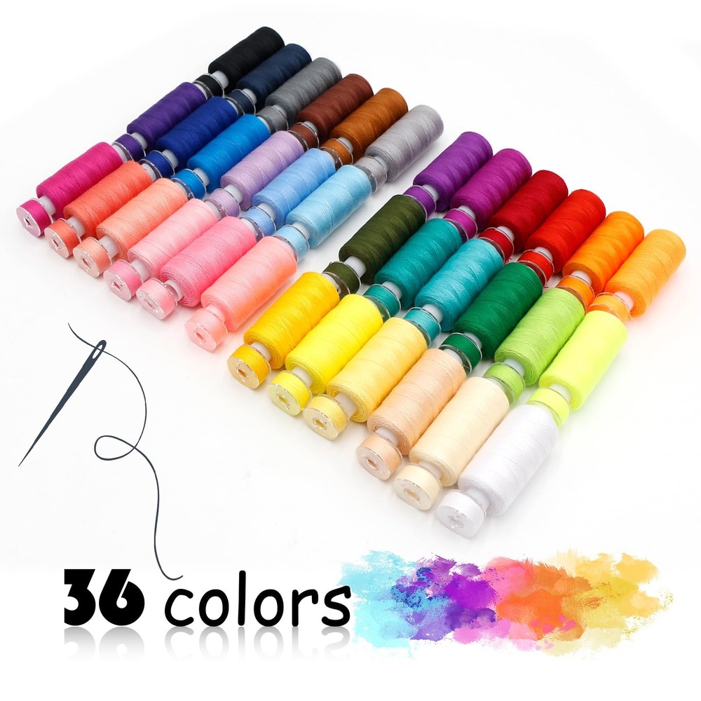 82Pcs Sewing Thread kit, 36 Assorted Colors Machine Threads with Spools, 36 S...
