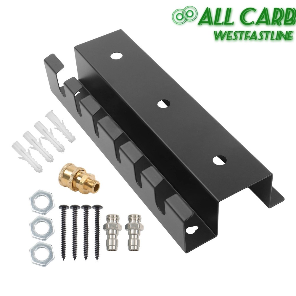 Pressure Washer Accessories Storage Rack 3pc 1/4" Quick Connect Wall Mount Black