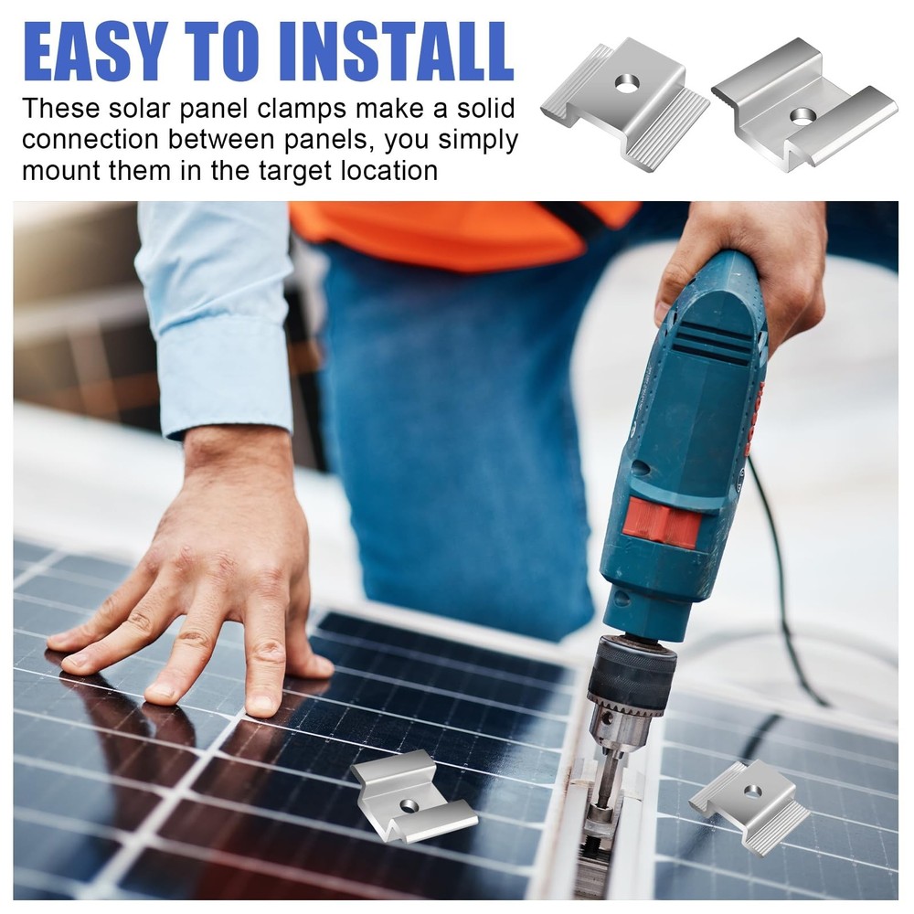 42 Pack Solar Panel Mid Clamps, Solar Panel Clamps Bulk, Solar Panel Bracket ...