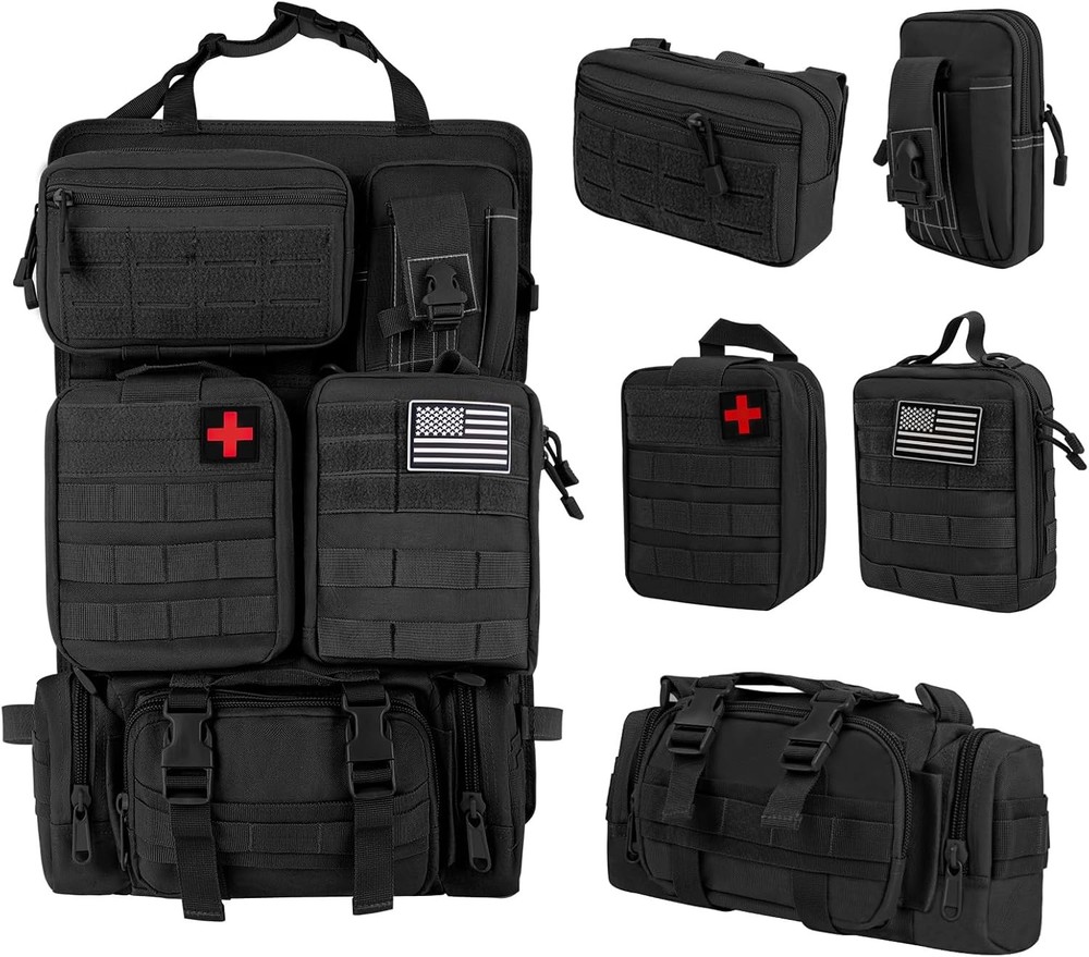 Tactical Car Seat Back Organizer Bag - Black-Regular, Black-Regular