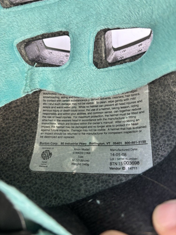 Anon Striker Lynx Snow Helmet-medium - Used