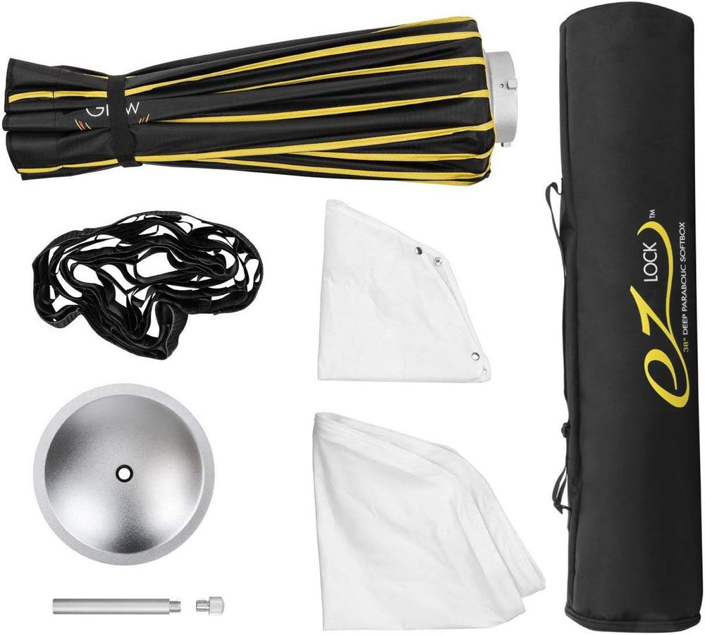 EZ Lock 38" Deep Parabolic Quick Softbox, 16-Sided Parabolic Softbox Opens up an
