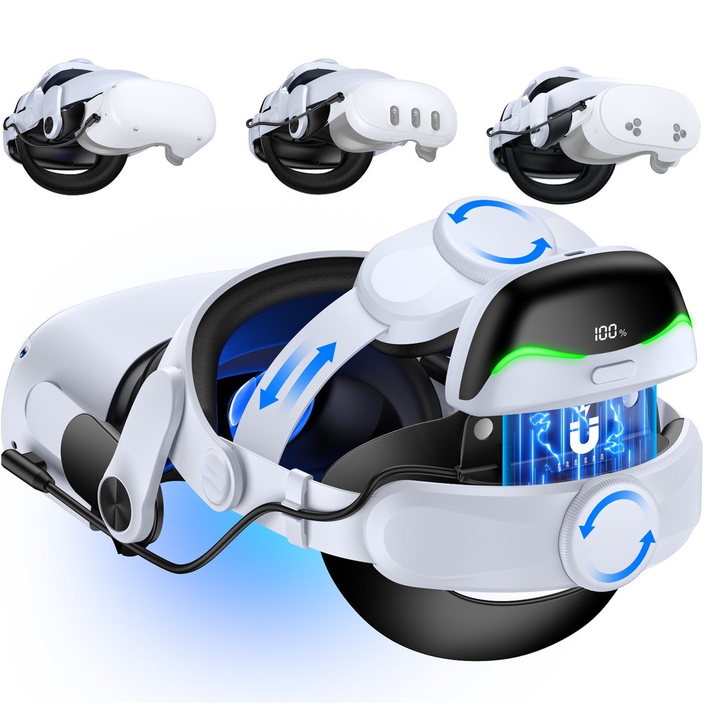 For Meta Quest 3/3s/2 Head Strap,VR Headset Strap+6700mAh Battery+Charging Dock