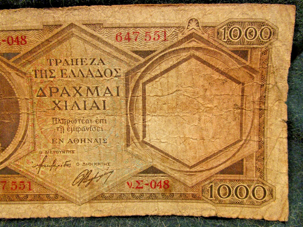 GREECE 1000 DRACHMAI Banknote from 1940's