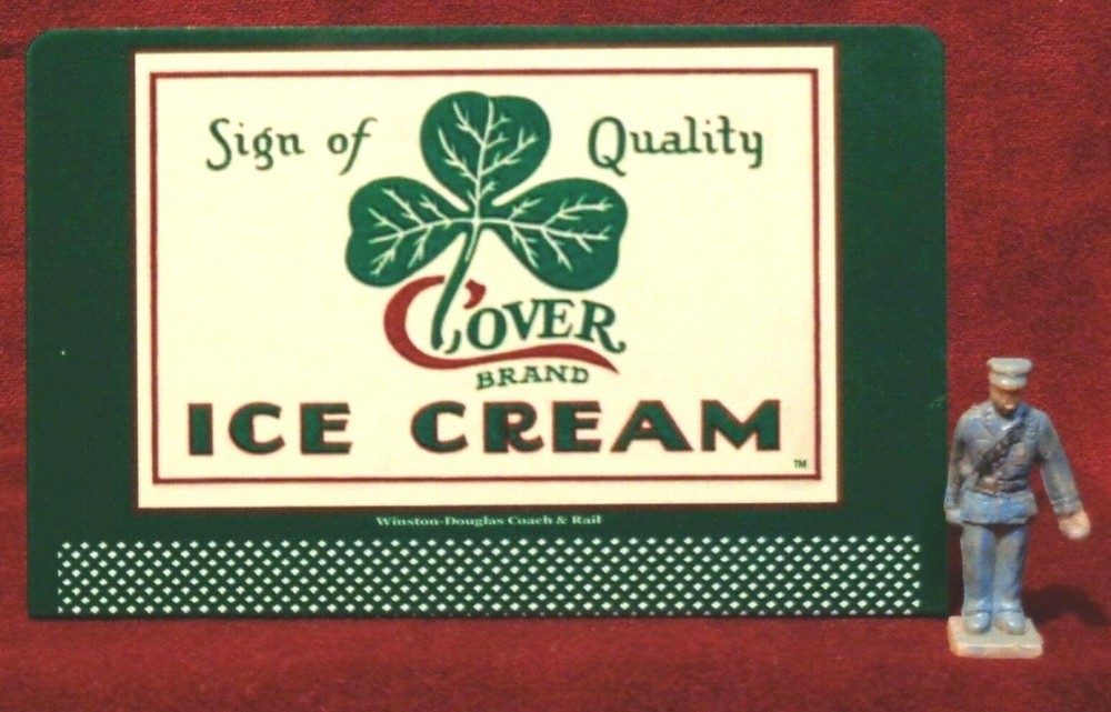 CLOVER ICE CREAM  #8___O/S SCALE TINPLATE BILLBOARD