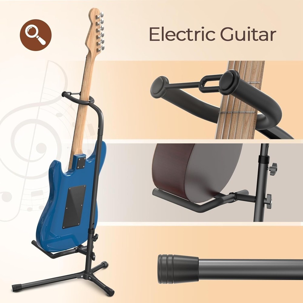 Adjustable Guitar Stand - Safe & Portable for Electric and Classical Instruments